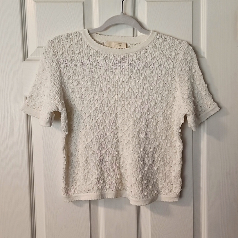 Sezane short sleeve cotton sweater - white M